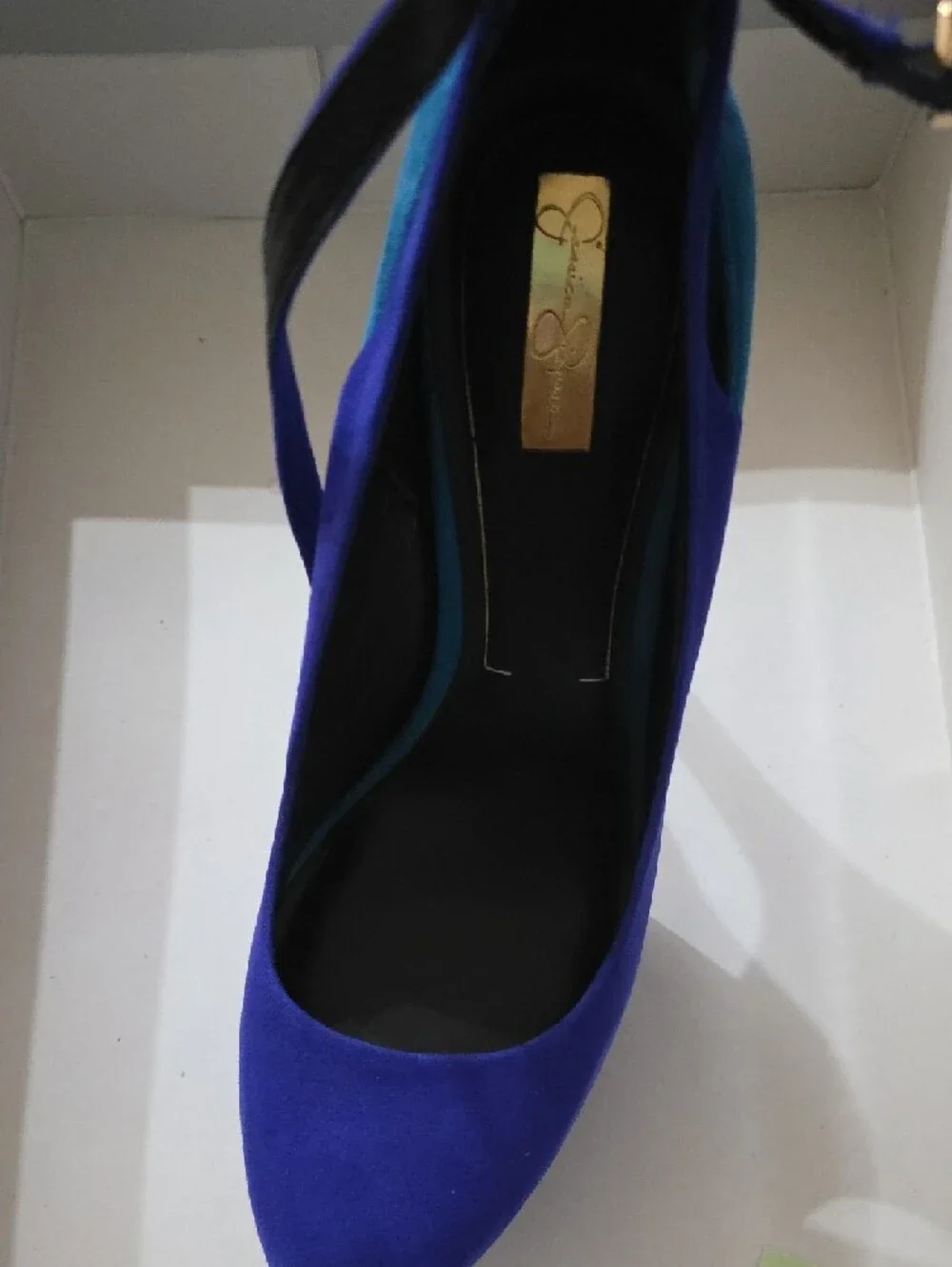 Jessica Simpson Cobalt and Teal Suede High Heel Pumps - Picture 3 of 6